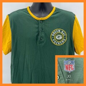 Green Bay Packers NFL Henley T-Shirt‎ Short Sleeve Football Fan Apparel